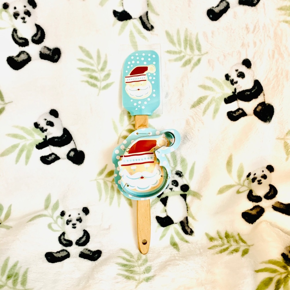 🎄 Teal Santa Spatula Cookie Cutter Baking Set 🎄